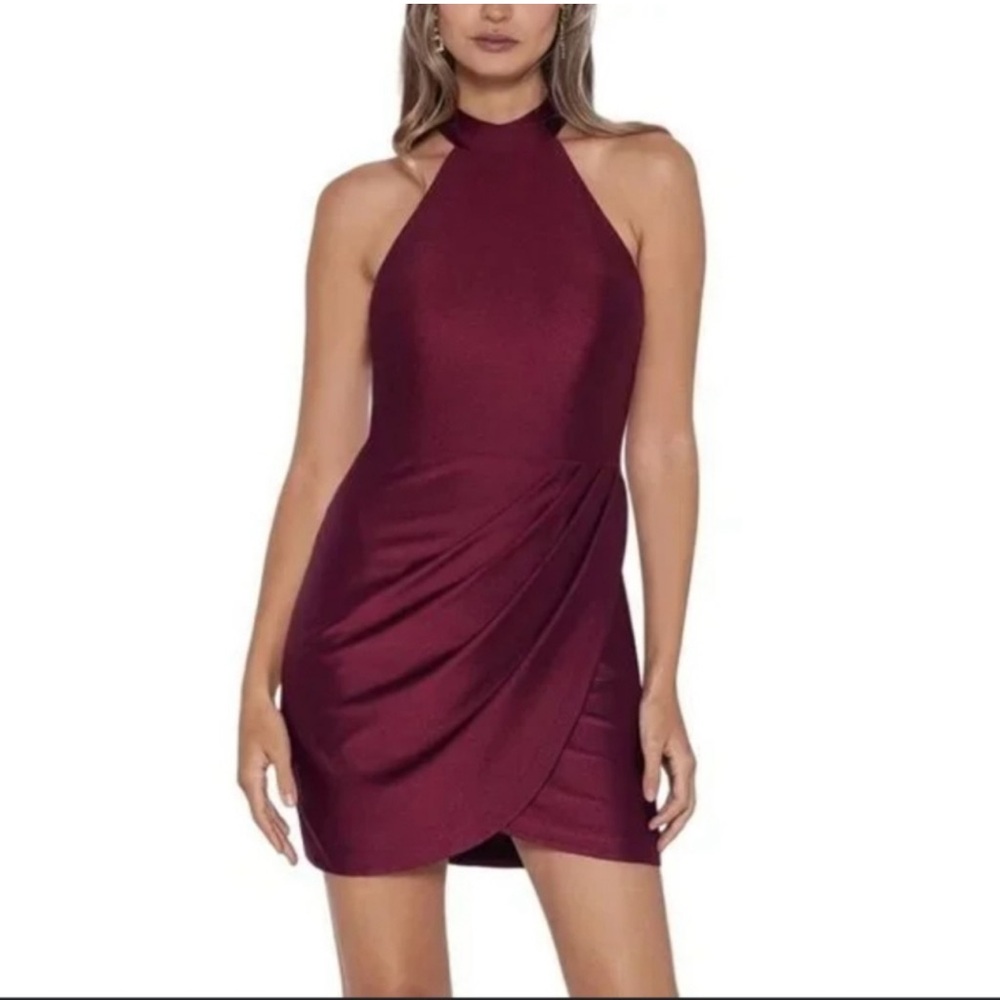 NWT Blondie Nites Burgundy Halter Dress size junior 13